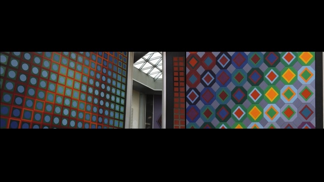 Video Reference: text, light, pattern, design, line, symmetry, graphic design, font, daylighting, computer wallpaper, Person