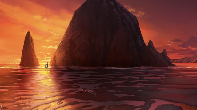 Video Reference: sky, geological phenomenon, rock, formation, computer wallpaper, landscape, sunset, terrain, sunrise, wave