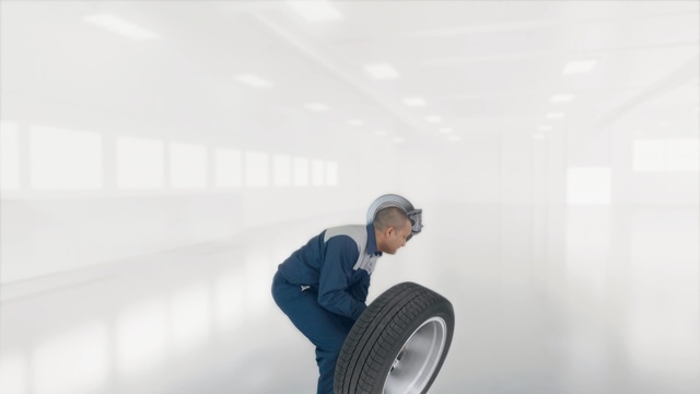 Video Reference: Tire, Automotive tire, White, Photograph, Sitting, Wheel, Automotive design, Automotive wheel system, Sky, Photography