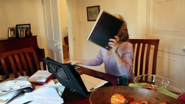 Video Reference: Sitting, Furniture, Meal, Room, Table, Eating, Desk, Fun, Interior design, Breakfast, Person