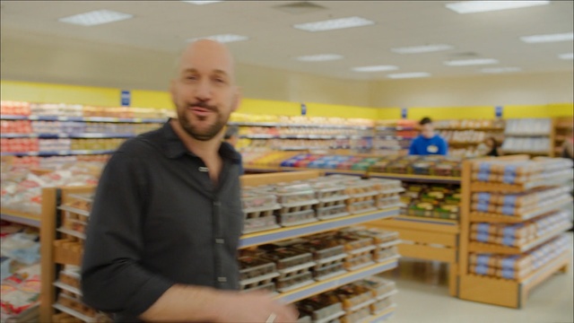 Video Reference: supermarket, grocery store, product, retail, inventory, convenience food, grocer, product, Person