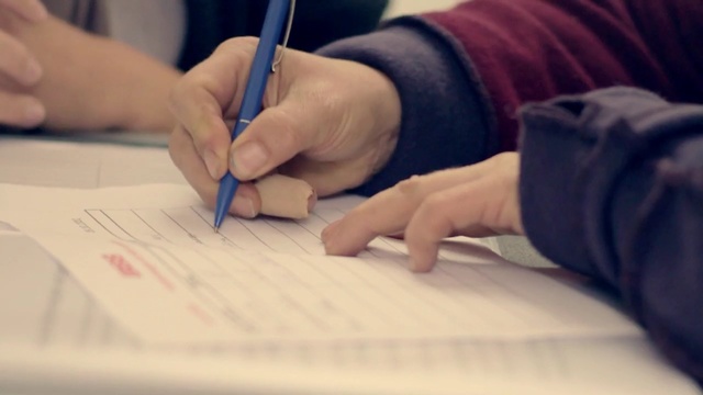 Video Reference: finger, hand, writing, homework, material, writing instrument accessory, learning, nail, font