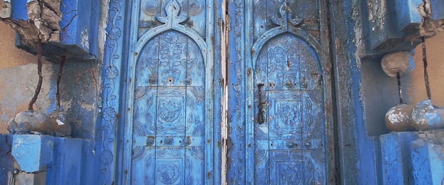 Video Reference: Blue, Holy places, Door, Wood, Architecture, Arch, Stone carving, History, Ancient history, Home door