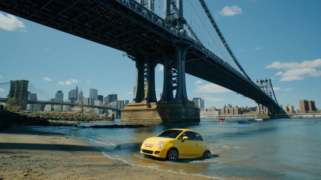 Video Reference: bridge, car, mode of transport, transport, sky, city, fixed link, metropolitan area, daytime, water, Person