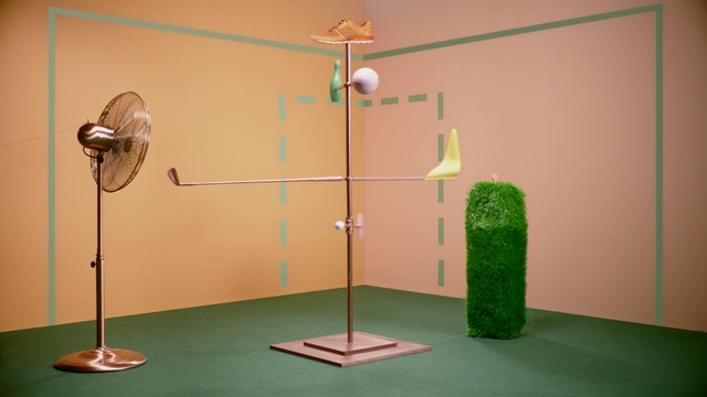 Video Reference: Green, Lighting, Room, Flooring, Light fixture, Floor, Interior design, Art