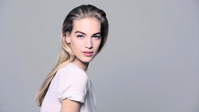 Video Reference: Hair, Face, Eyebrow, Skin, Hairstyle, Fashion model, Lip, Beauty, Chin, Shoulder, Person
