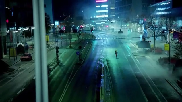 Video Reference: Metropolitan area, Metropolis, Urban area, Lane, Mode of transport, Night, Green, Street light, Light, Downtown, Person