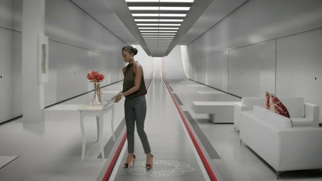 Video Reference: White, Architecture, Standing, Line, Design, Stairs, Interior design, Floor, Ceiling, Daylighting