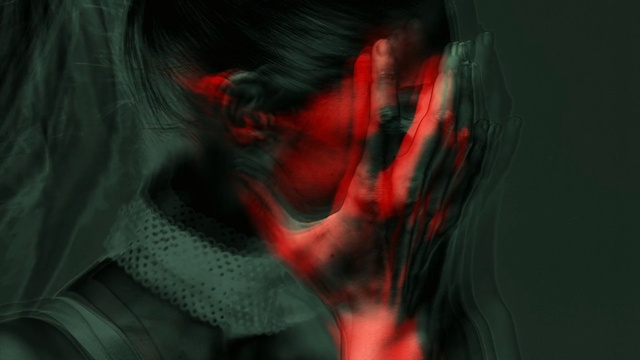 Video Reference: Red, Fiction, Darkness, Mouth, Flesh, Cg artwork, Fictional character, Black hair, Ear, Art