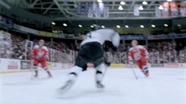 Video Reference: sport venue, ice hockey position, ice hockey, bandy, player, ice rink, team sport, hockey, defenseman, college ice hockey, Person