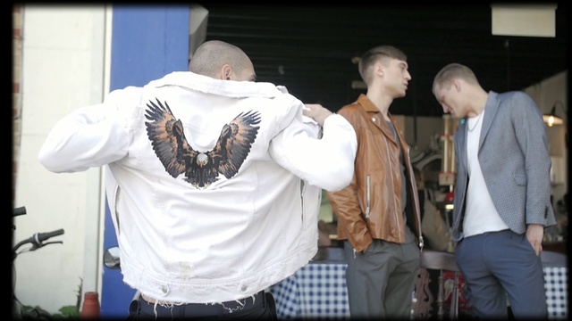 Video Reference: fashion, event, product, facial hair, t shirt