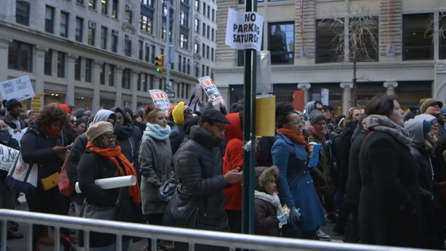 Video Reference: protest, crowd, demonstration, event, street, city, public event, Person