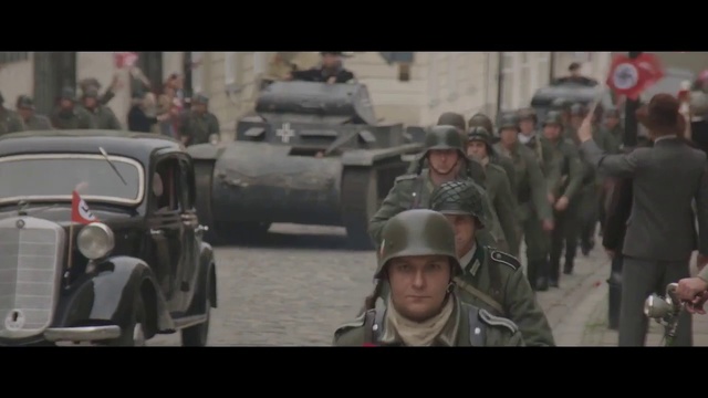 Video Reference: Military, Army, People, Troop, Soldier, Mode of transport, Military organization, Vehicle, Motor vehicle, Infantry, Person, Man, Car, Photo, Riding, Holding, Woman, Cake, Hat, Standing, Table, White, Wearing, Young, Birthday, Street, Boat, Horse, Player, Group, Clothing, Helmet, Human face, Weapon, Marines, Military camouflage, Military uniform, Military person