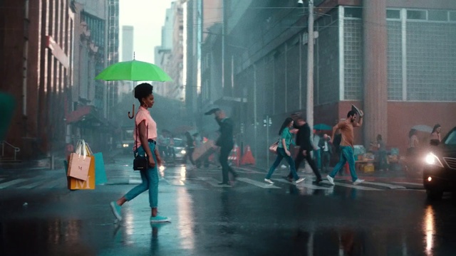 Video Reference: Trousers, Building, Standing, Umbrella, Fun, Leisure, Public space, Dance, Entertainment, Recreation