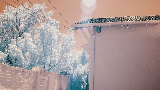 Video Reference: blue, photograph, wall, sky, textile, window, wood, house, winter, paint