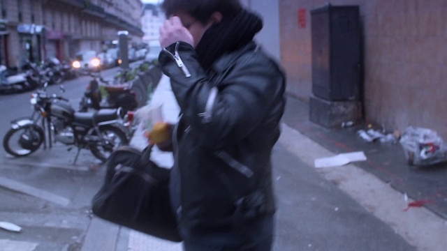 Video Reference: Snapshot, Jacket, Urban area, Street, Photography, Outerwear, Leather, Vehicle