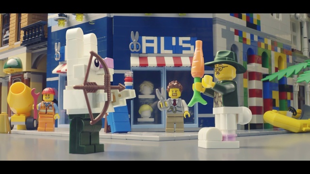 Video Reference: Toy, Lego, Toy block, Action figure, Animation, World, Playset, Art, Display window, Fictional character