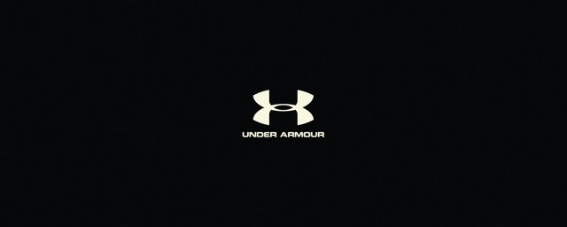 Video Reference: logo, brand, under armour, black background, minimal, centered, sportswear, branding, title card, monochrome