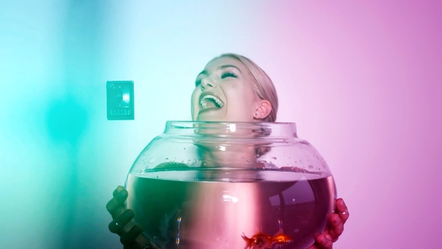 Video Reference: Water, Green, Pink, Glass, Colorfulness, Transparent material, Fluid, Plastic bottle, Person