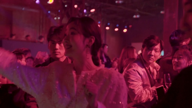 Video Reference: Magenta, Purple, Pink, Violet, Event, Performance, Fun, Disco, Crowd, Nightclub, Person
