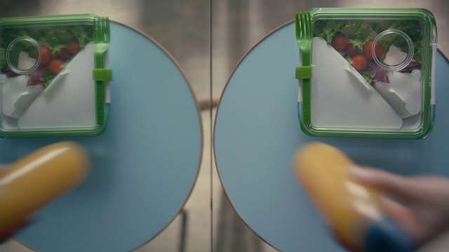 Video Reference: Green, Table, Plate, Room, Vegetarian food, Dishware, Lunch