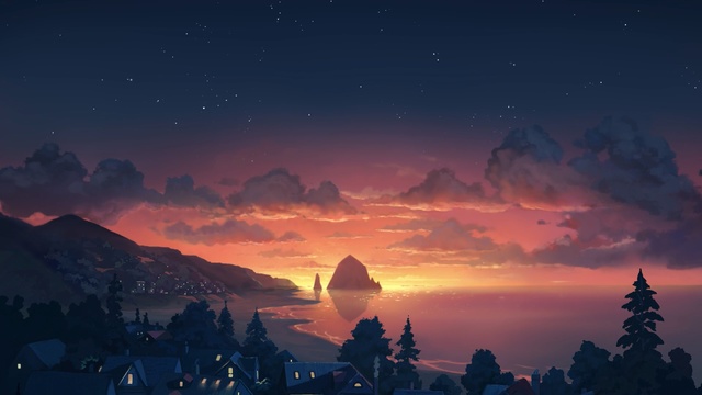 Video Reference: sky, nature, atmosphere, dawn, afterglow, night, geological phenomenon, sunrise, morning, mountain range, Person