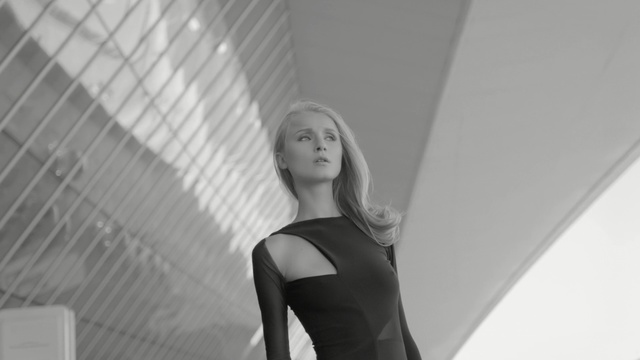 Video Reference: White, Black, Photograph, Black-and-white, Monochrome, Beauty, Fashion, Blond, Model, Standing