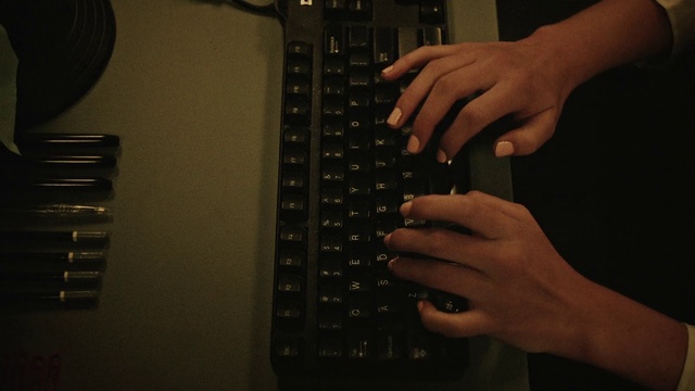 Video Reference: Computer keyboard, Technology, Electronic device, Nail, Finger, Space bar, Hand, Typing, Electronic instrument, Personal computer hardware