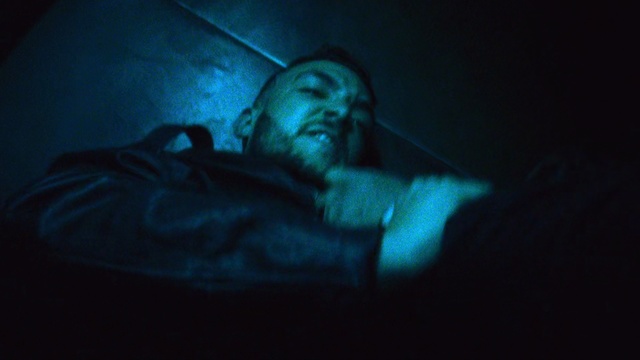 Video Reference: Black, Blue, Darkness, Green, Light, Human, Photography, Organism, Mouth, Night, Person