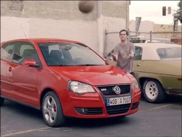 Video Reference: car, land vehicle, motor vehicle, vehicle, volkswagen, volkswagen polo gti, city car, hatchback, rim, family car, Person