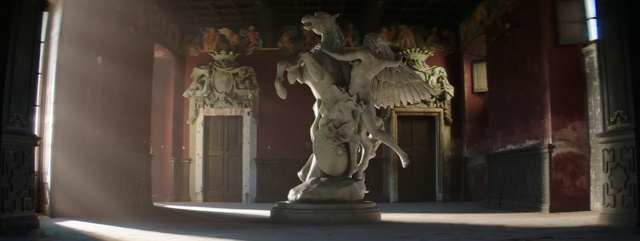 Video Reference: statue, sculpture, tourist attraction, monument, temple, darkness, window, art