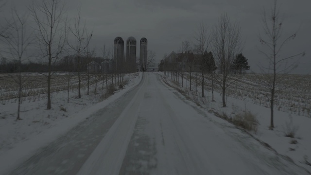 Video Reference: snow, winter, freezing, road, sky, tree, winter storm, blizzard, lane, highway