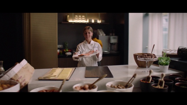 Video Reference: Chef, Table, Meal, Food, Restaurant, Human, Sitting, Dish, Eating, Photography