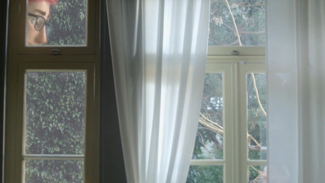 Video Reference: Window, Window treatment, Curtain, Interior design, Textile, Glass, Window covering, Room, Interior design, Sash window