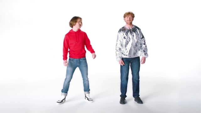 Video Reference: Standing, Jeans, Fun, Denim, Outerwear, Gesture, Textile, Sleeve, Jacket, T-shirt, Person