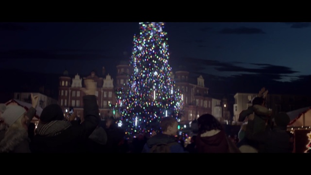 Video Reference: night, christmas tree, tree, darkness, light, christmas decoration, lighting, christmas lights, event, christmas, Person