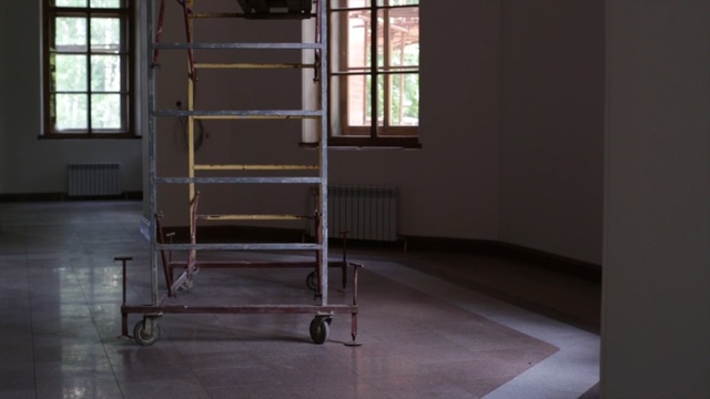Video Reference: Ladder, Floor, Shelf, Furniture, Room, Shelving, Flooring, Architecture, Glass, Window