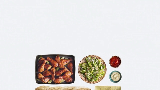 Video Reference: eat, chicken, salad, souse