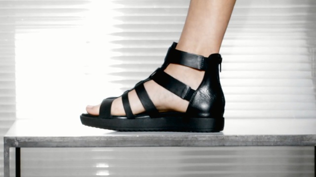 Video Reference: footwear, shoe, high heeled footwear, sandal, human leg, outdoor shoe, ankle