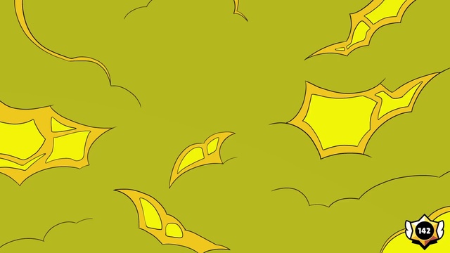 Video Reference: Yellow, Green, Cartoon, Leaf, Font, Pattern, Fictional character, Plant, Illustration, Bat