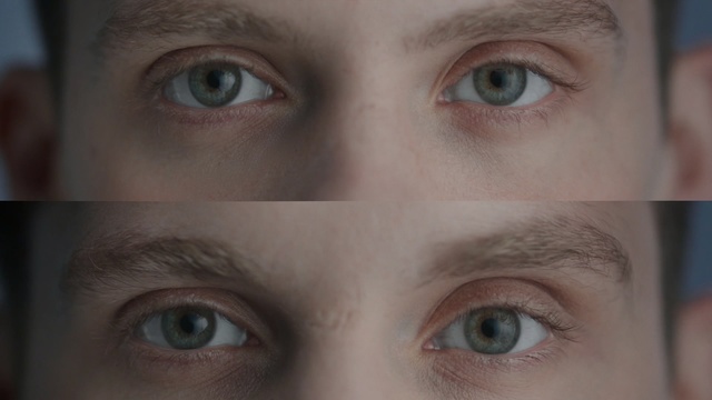 Video Reference: eyebrow, face, eyelash, forehead, eye, cheek, nose, close up, eye shadow, chin