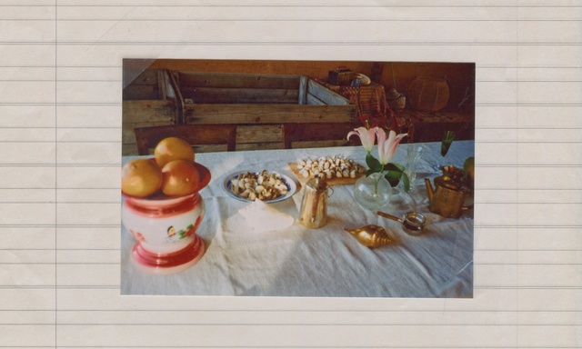 Video Reference: Still life, Painting, Still life photography, Artwork, Room, Art, Visual arts, Table, Miniature, Sitting, Food, Small, Plate, Doughnut, White, Counter, Cat, Donut, Mirror, Kitchen, Board, Sink, Holding, Vase, Tableware, Fast food, Bowl, Platter, Saucer, Text, Teapot, Fruit, Coffee cup