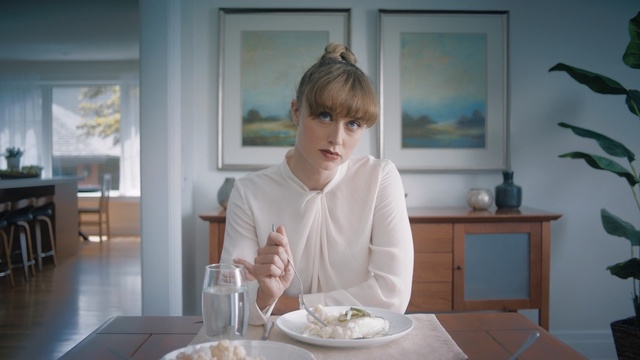 Video Reference: room, interior design, girl, furniture, table, window, Person