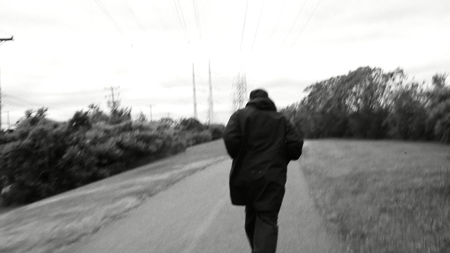 Video Reference: photograph, white, sky, black, nature, black and white, man, road, monochrome photography, standing, Person