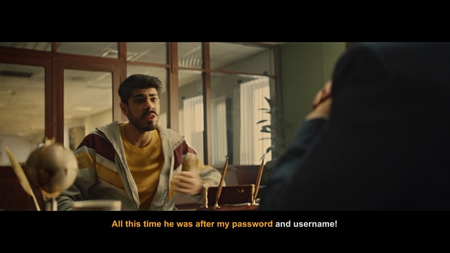 Video Reference: Photograph, Movie, Photo caption, Human, Screenshot, Adaptation, Conversation, Photography, Fun, Scene, Person, Indoor, Man, Photo, Looking, Laptop, Sitting, Table, Front, Computer, Woman, Holding, Glass, Using, Screen, Food, Glasses, Standing, Room, Video, Text, Human face