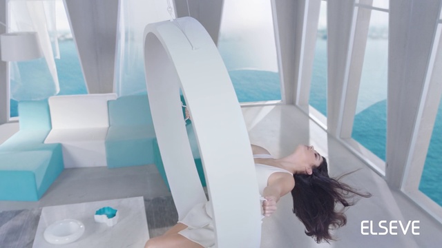 Video Reference: White, Blue, Turquoise, Room, Architecture, Interior design, Long hair, Glass, Fashion accessory, Turquoise