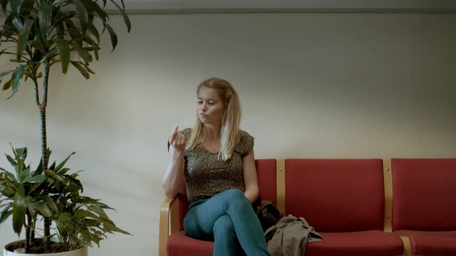 Video Reference: hair, human hair color, sitting, girl, blond, plant, fun, Person