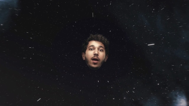 Video Reference: atmosphere, sky, night, darkness, star, facial hair, space, universe, galaxy, midnight, Person