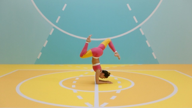 Video Reference: yellow, line, sports, recreation, computer wallpaper, sport venue, play, art, Person
