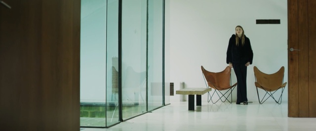 Video Reference: furniture, interior design, door, glass, window, Person